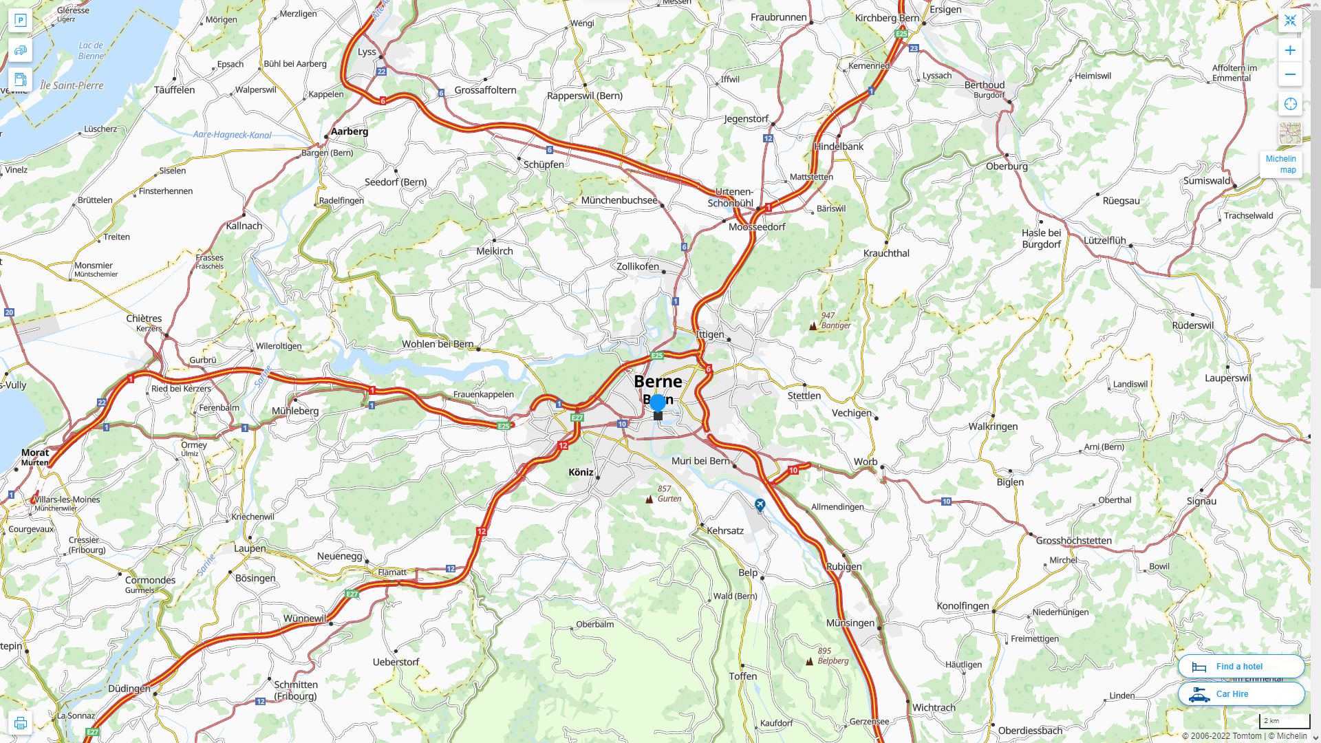 Bern Highway and Road Map